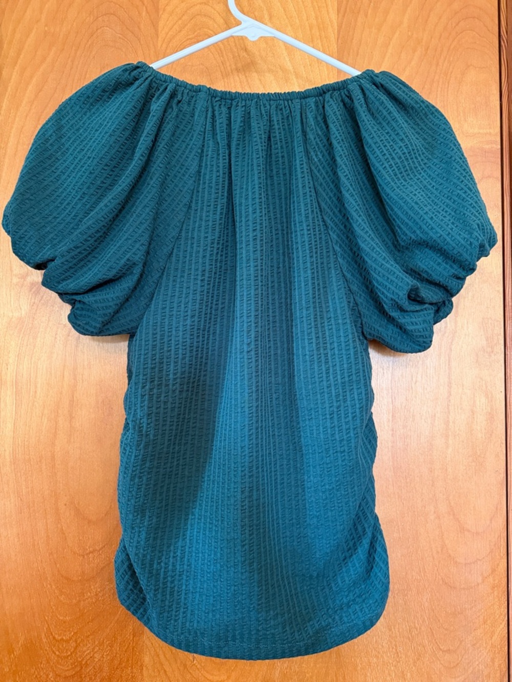 Loft Teal Puff-Sleeve Ruched Top - Picture 5 of 7
